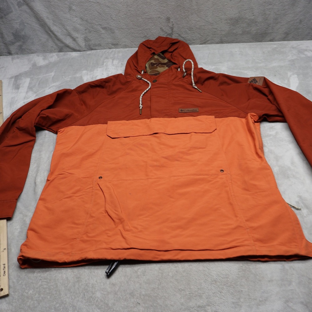 Columbia Jacket Mens Large Orange South Canyon Anorak Pullover Water Resistant